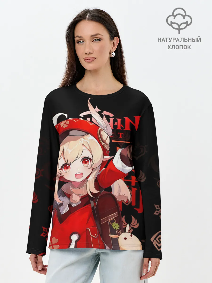 Лонгслив женский. Хлопок / Кли, Genshin Impact