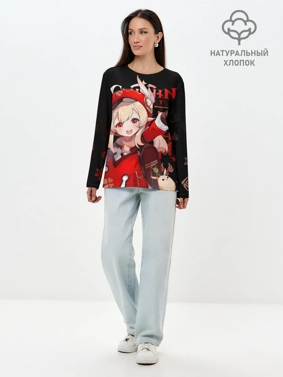 Лонгслив женский. Хлопок / Кли, Genshin Impact