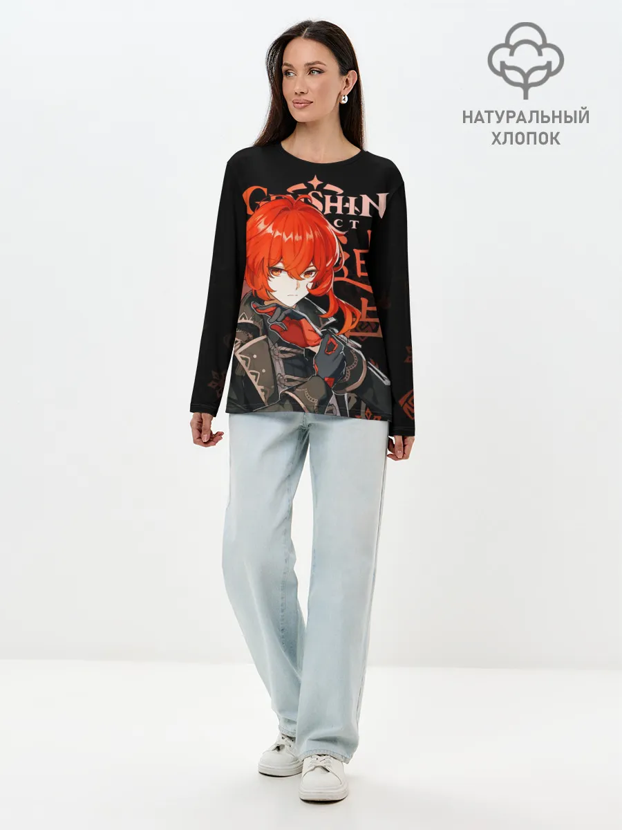 Лонгслив женский. Хлопок / Дилюк, Genshin Impact