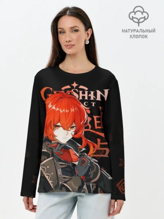 Лонгслив женский. Хлопок / Дилюк, Genshin Impact
