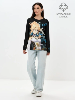 Лонгслив женский. Хлопок / Джинн, Genshin Impact