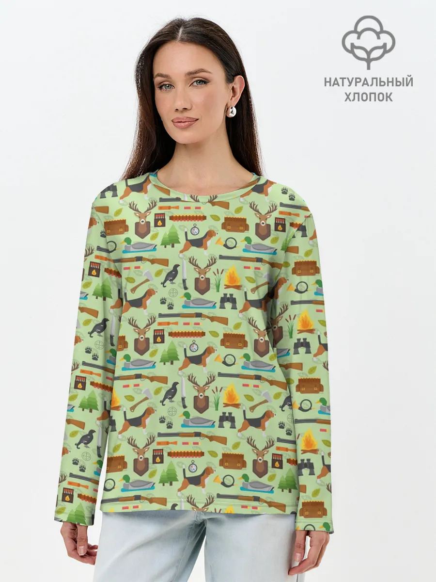 Лонгслив женский. Хлопок / Охота