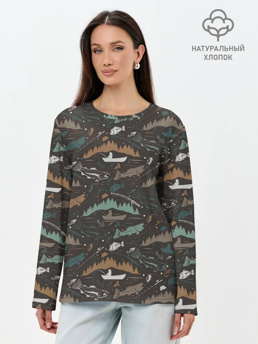 Лонгслив женский. Хлопок / На Рыбалке