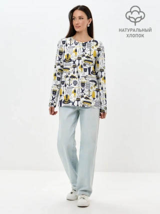 Лонгслив женский. Хлопок / Рыбалка