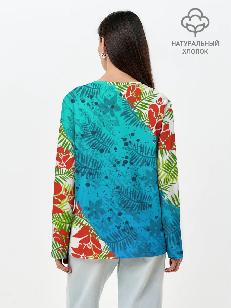 Лонгслив женский. Хлопок / ЛЕТНИЕ КРАСКИ | ТРОПИКИ / SUMMER / МОРЕ