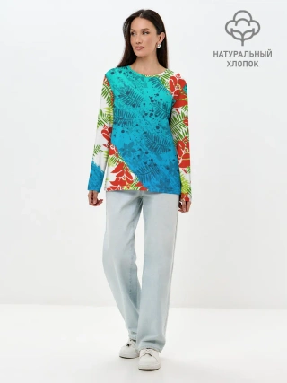 Лонгслив женский. Хлопок / ЛЕТНИЕ КРАСКИ | ТРОПИКИ / SUMMER / МОРЕ