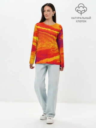 Лонгслив женский. Хлопок / ПЯТНО ЮПИТЕРА | ОРАНЖЕВЫЙ ГРАНЖ