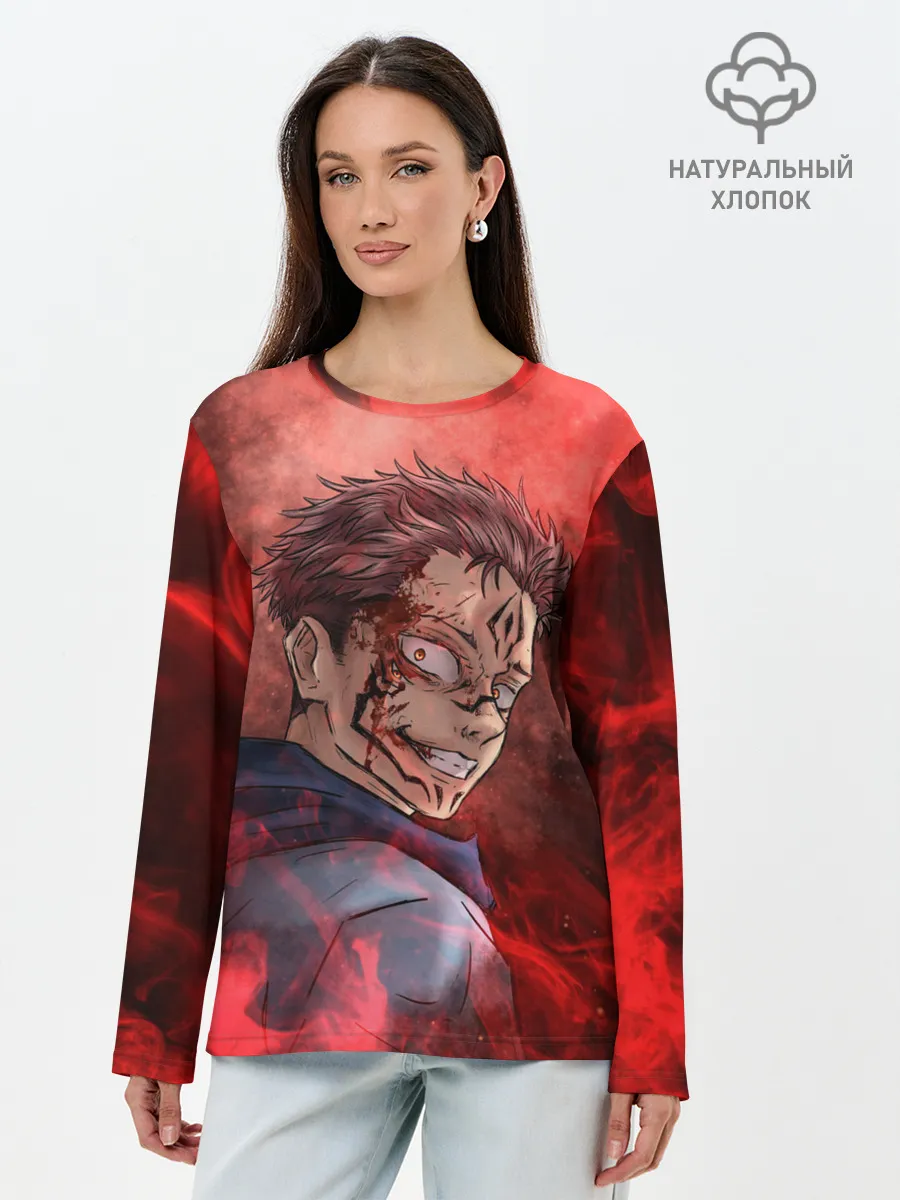Лонгслив женский. Хлопок / Itadori Yuji | Магическая битва