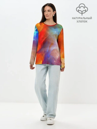 Лонгслив женский. Хлопок / Сине-желтое небо