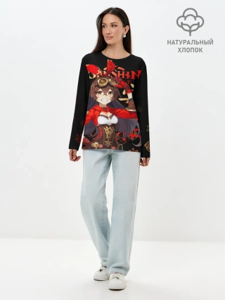 Лонгслив женский. Хлопок / Эмбер / Genshin Impact