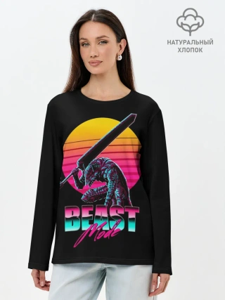 Лонгслив женский. Хлопок / Берсерк неон
