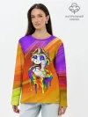 Лонгслив женский. Хлопок / Единорог | Unicorn | Rainbow