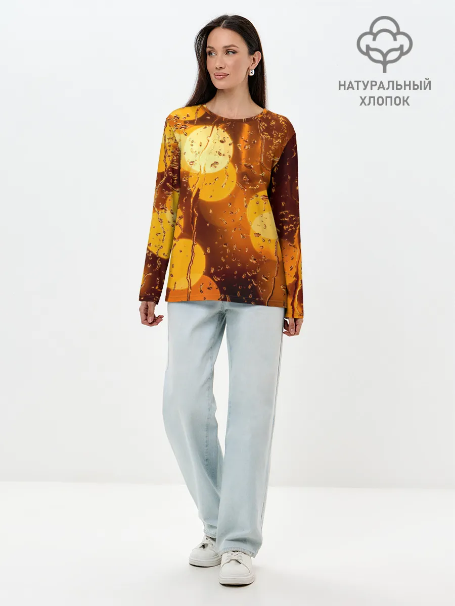 Лонгслив женский. Хлопок / Дождик золотой