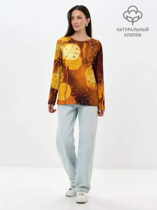 Лонгслив женский. Хлопок / Дождик золотой