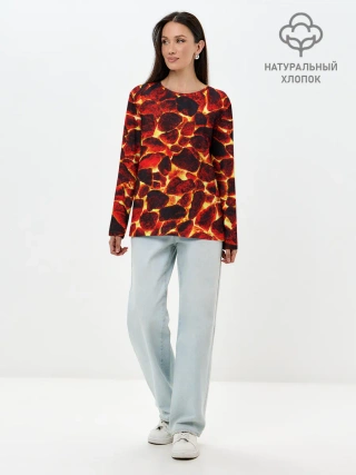 Лонгслив женский. Хлопок / КАМНИ В МАГМЕ | ROCKS IN MAGMA