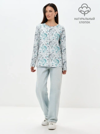 Лонгслив женский. Хлопок / Рыбалка