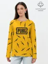Лонгслив женский. Хлопок / PUBG АВТОМАТЫ ПАТТЕРН ЖЁЛТЫЙ