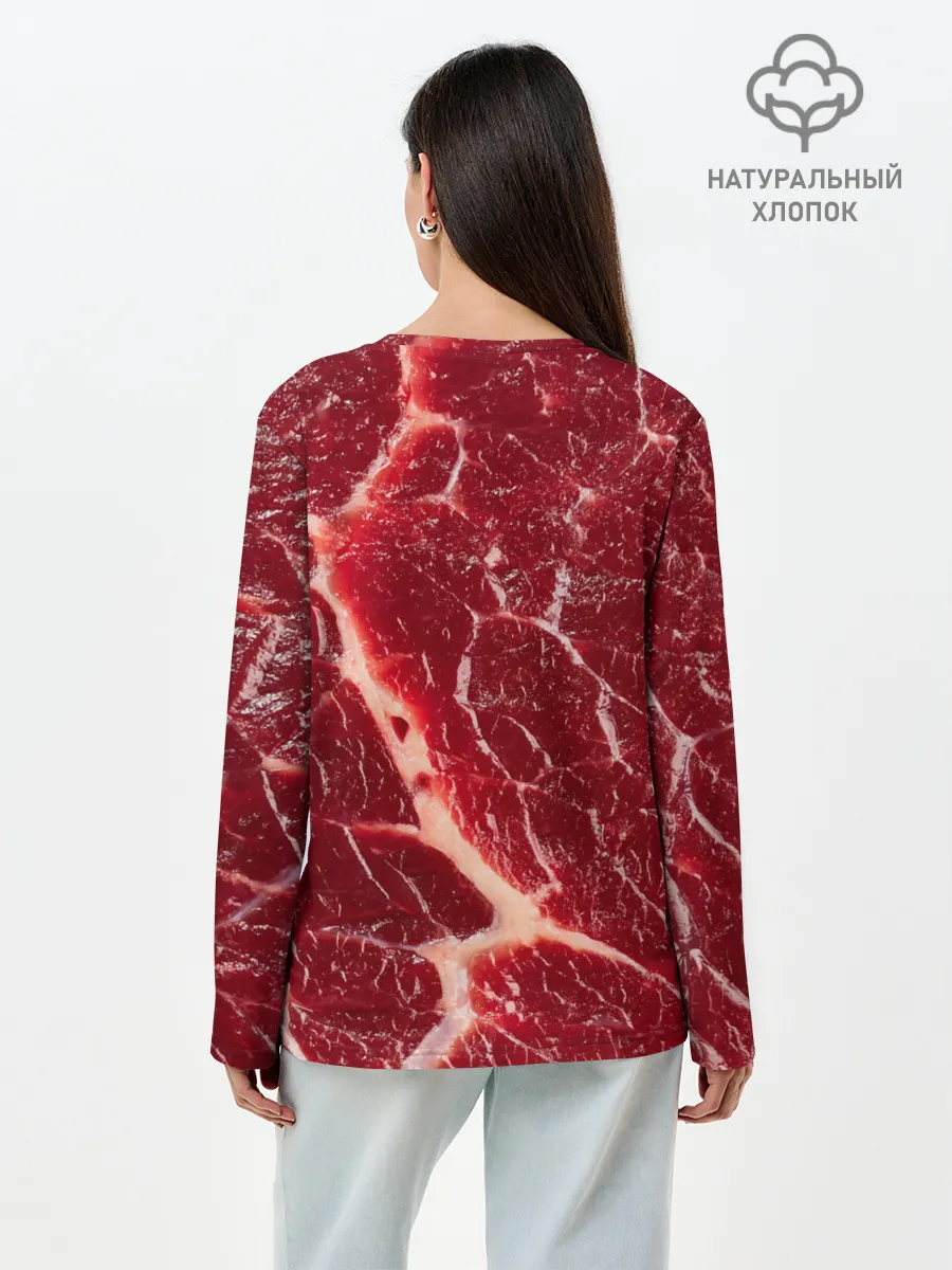 Лонгслив женский. Хлопок / Мясо на Хэллоуин