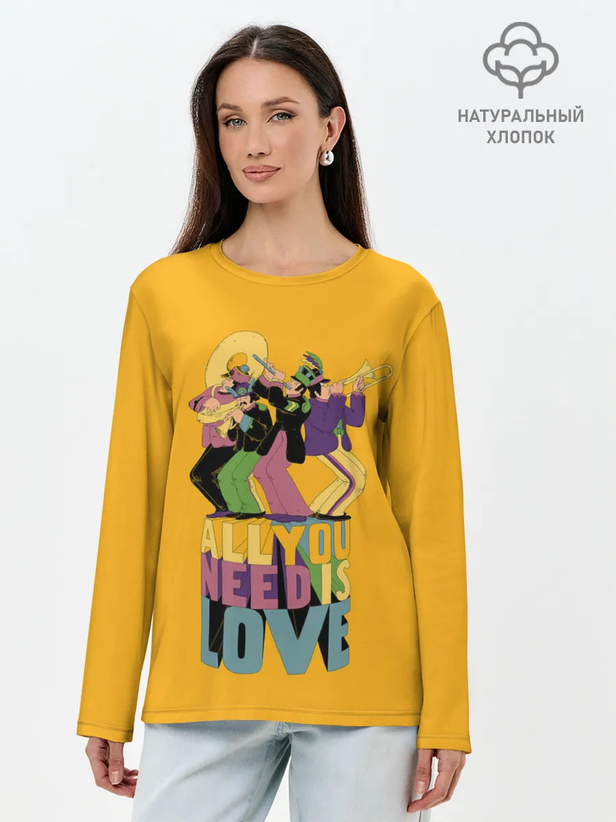 Лонгслив женский. Хлопок / Всё что тебе нужно это любовь