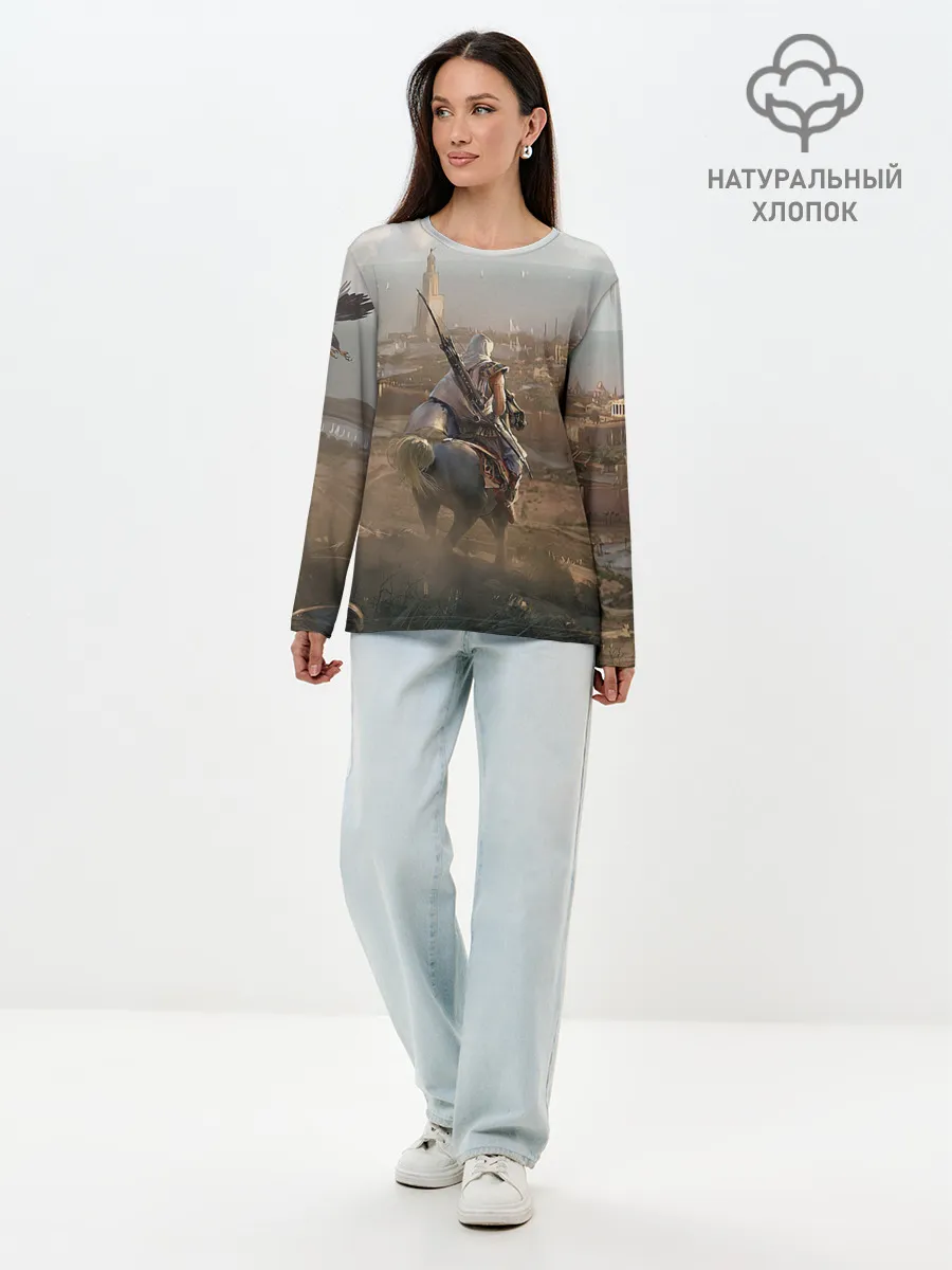 Лонгслив женский. Хлопок / Байек на коне