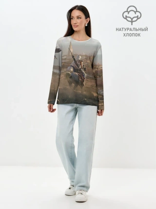 Лонгслив женский. Хлопок / Байек на коне