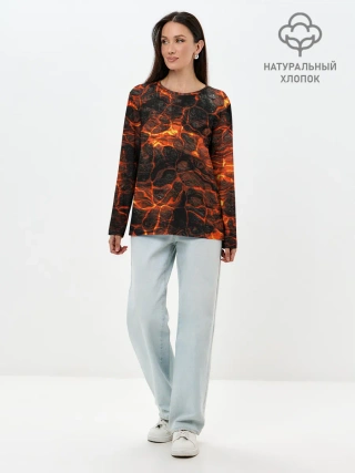 Лонгслив женский. Хлопок / Горящая лава