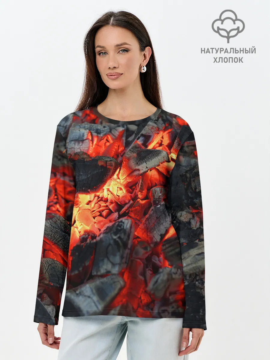 Лонгслив женский. Хлопок / Древесные угли