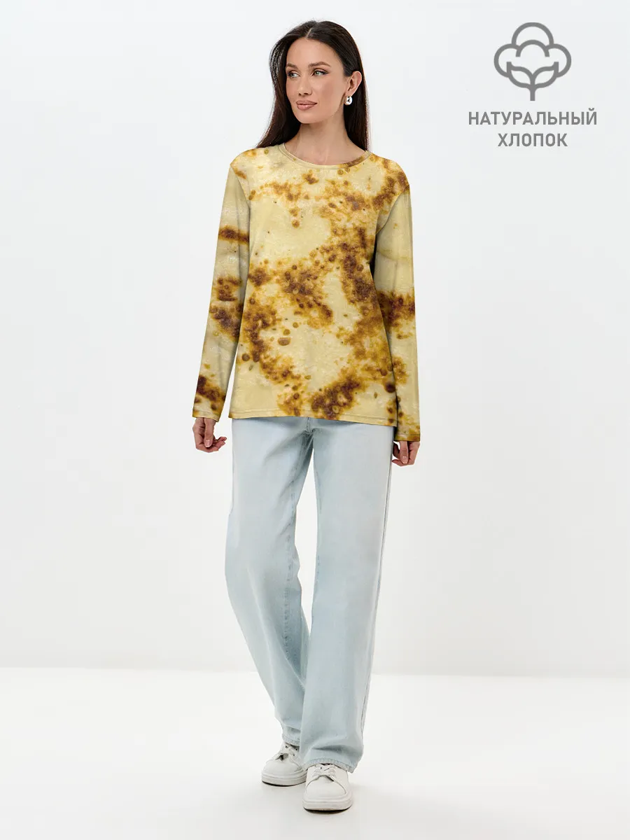 Лонгслив женский. Хлопок / Жареный блин