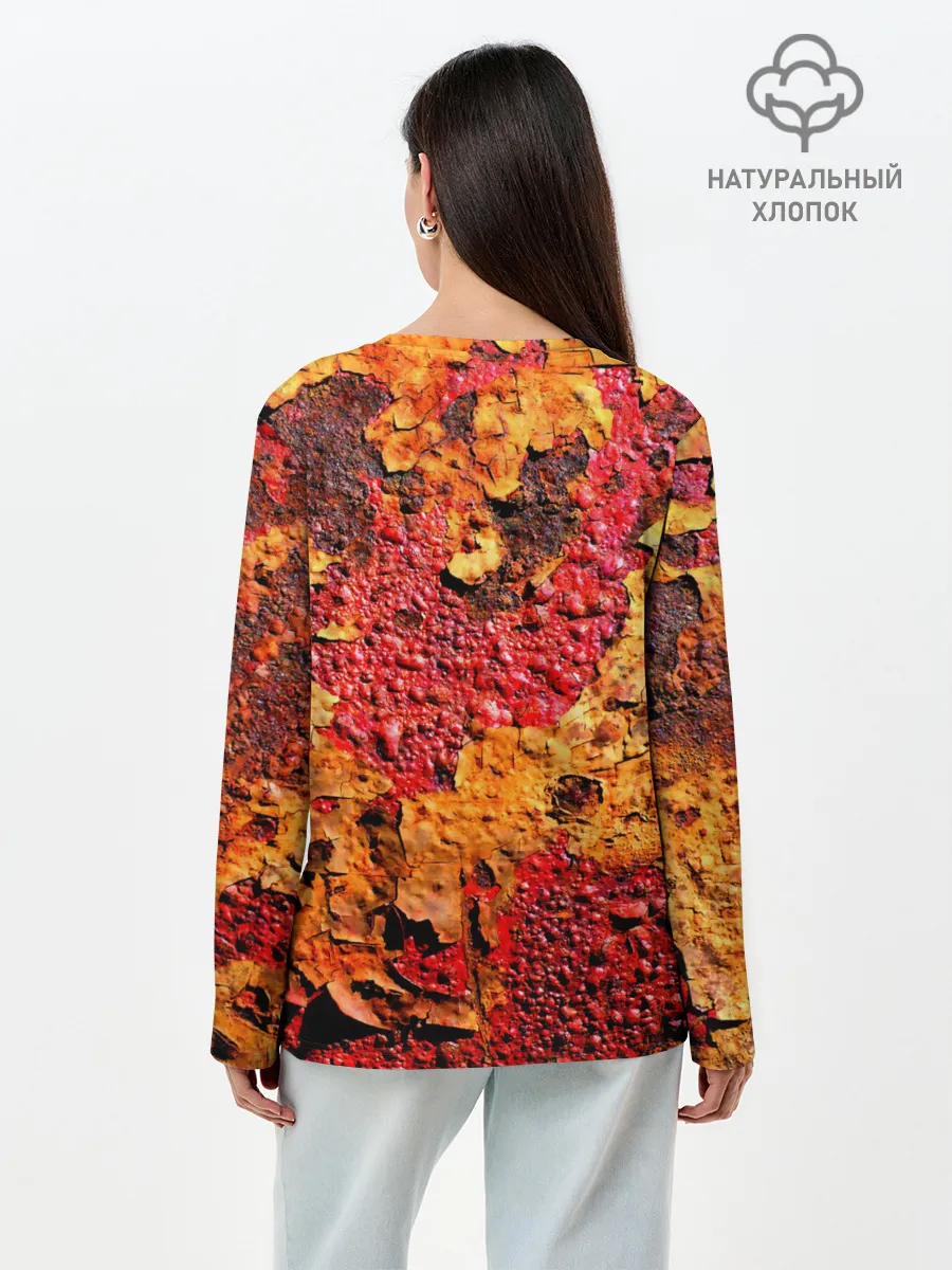 Лонгслив женский. Хлопок / Живопись коррозии металла