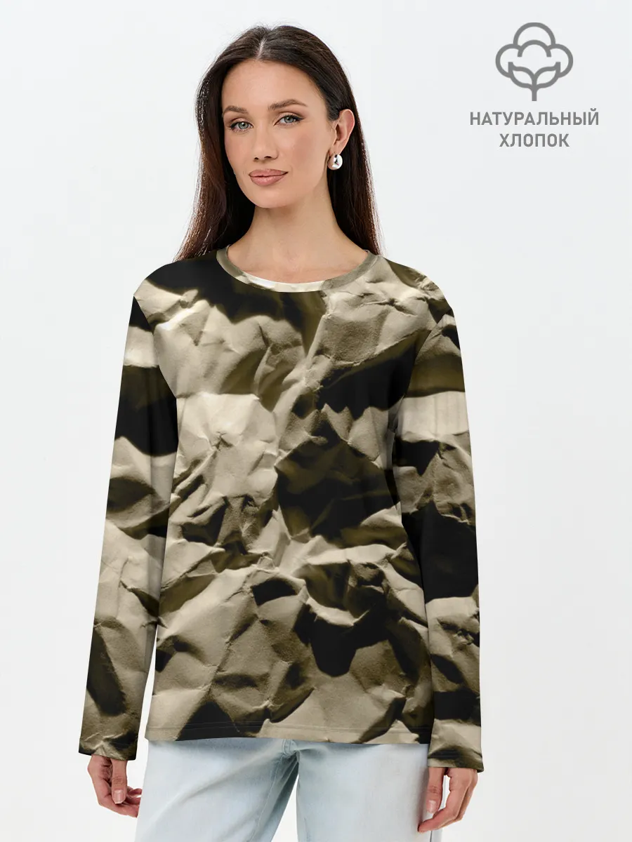 Лонгслив женский. Хлопок / Мягкая мятая бумага