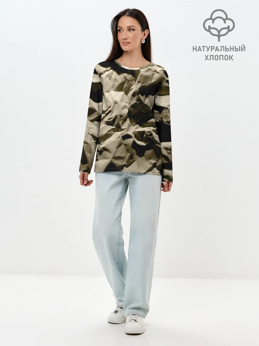 Лонгслив женский. Хлопок / Мягкая мятая бумага