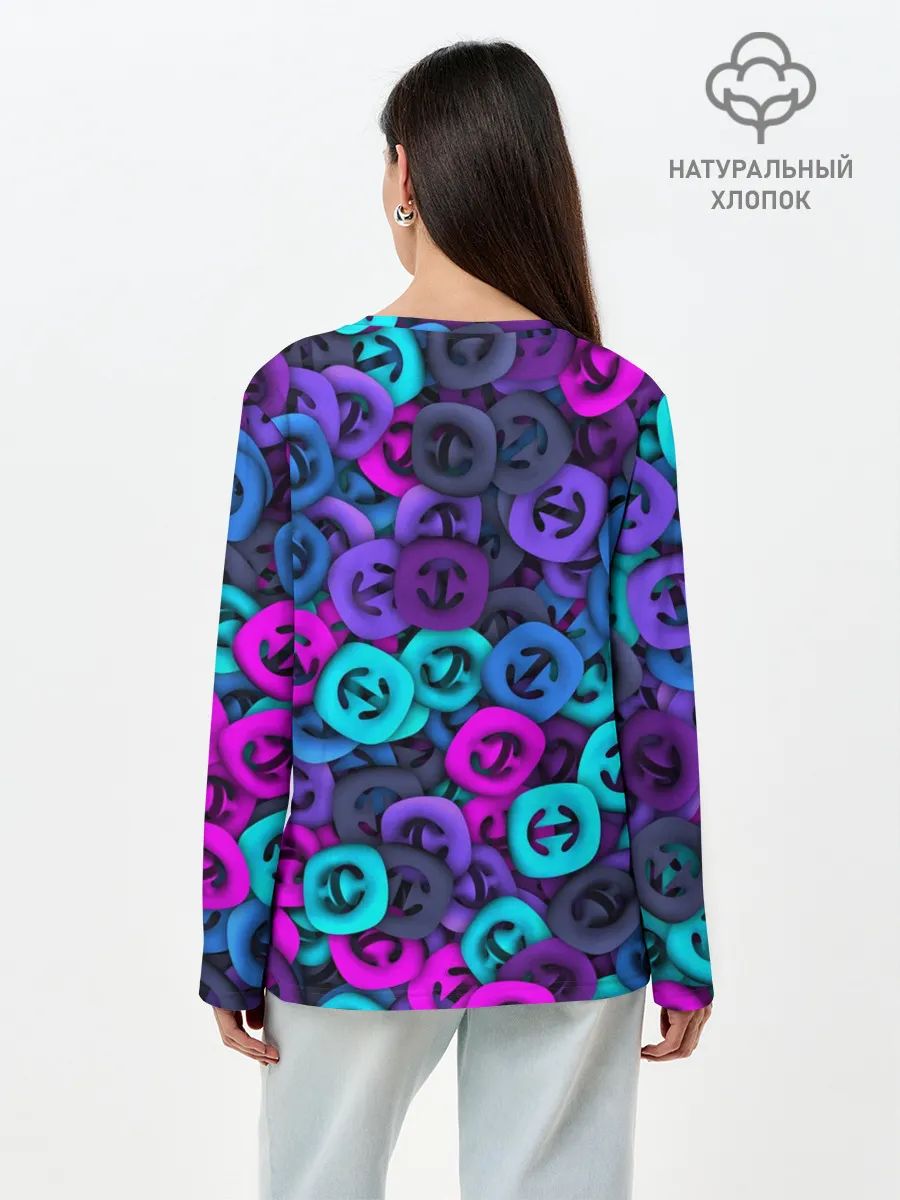 Лонгслив женский. Хлопок / Неоновые снаперсы