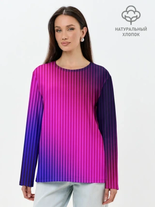 Лонгслив женский. Хлопок / Фиолетово-малиновый градиент