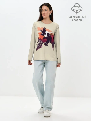Лонгслив женский. Хлопок / Кассандра с ястребом