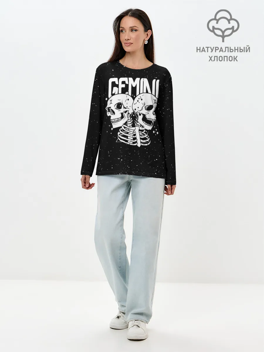 Лонгслив женский. Хлопок / Dark Gemini