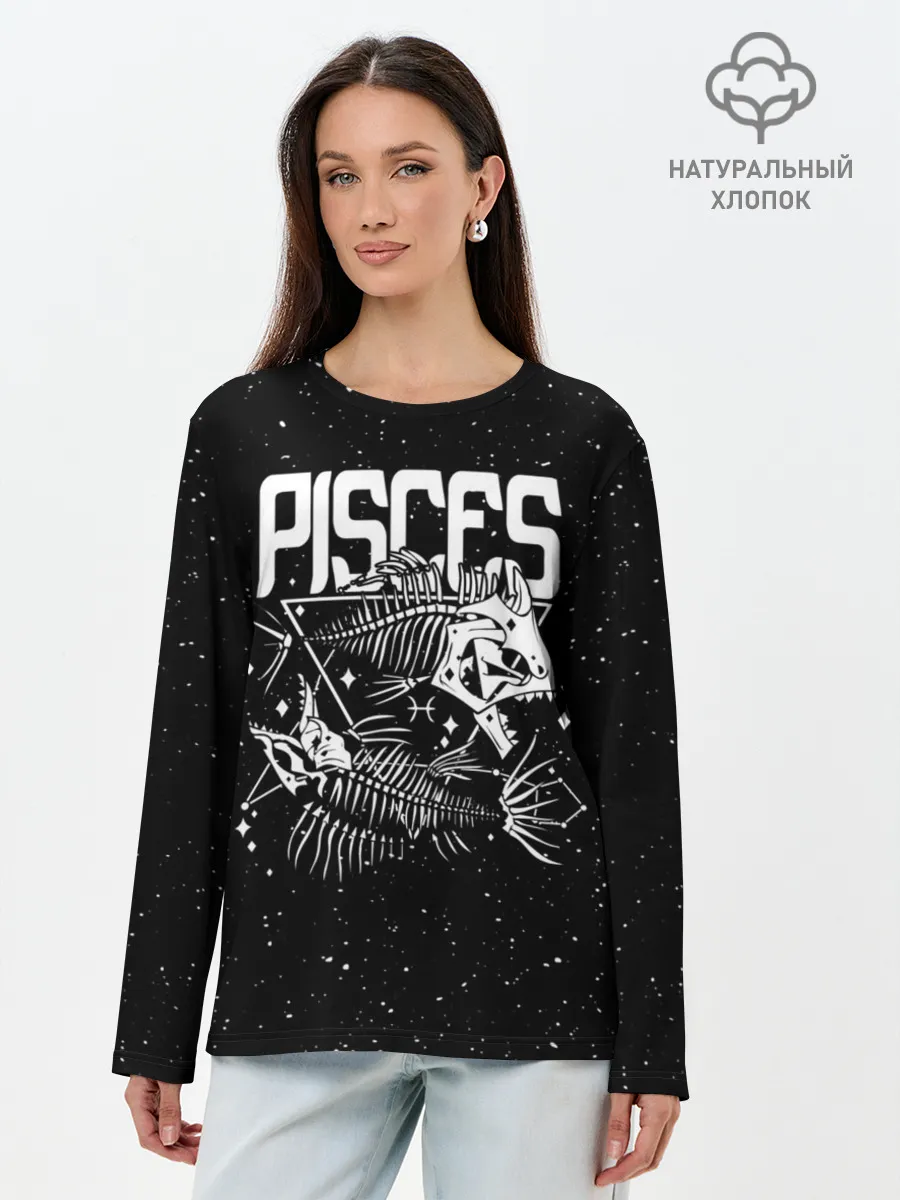 Лонгслив женский. Хлопок / Dark Pisces