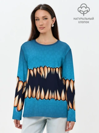 Лонгслив женский. Хлопок / Зубастая коллекция