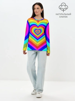 Лонгслив женский. Хлопок / Цветные сердца | Colored hearts
