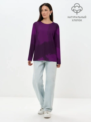 Лонгслив женский. Хлопок / Рисованные линии