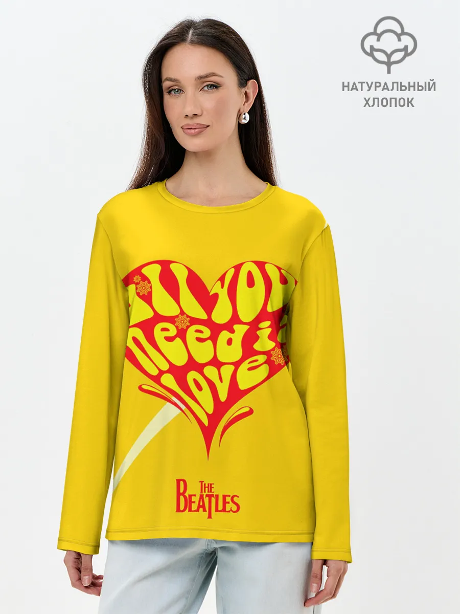 Лонгслив женский. Хлопок / All u need is love Beatles
