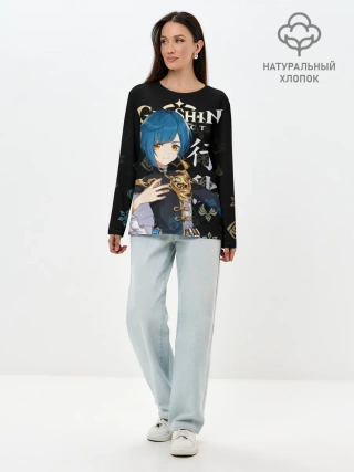 Лонгслив женский. Хлопок / Син Цю / Genshin Impact