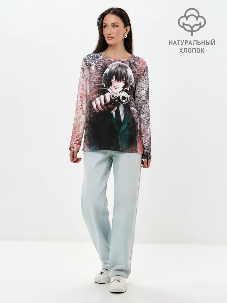 Лонгслив женский. Хлопок / Опасный Дазай Осаму