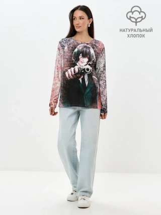 Лонгслив женский. Хлопок / Опасный Дазай Осаму