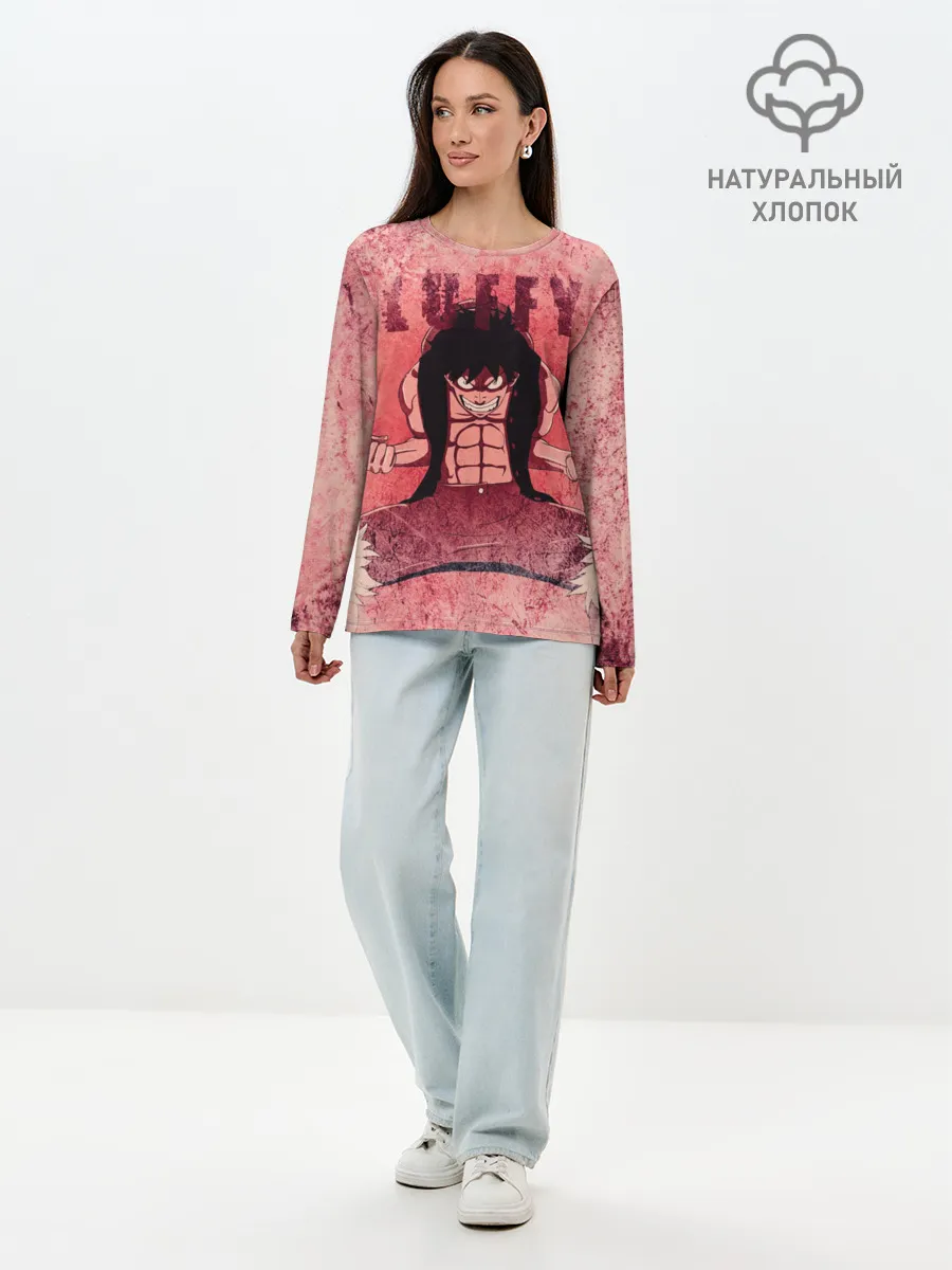Лонгслив женский. Хлопок / Свирепый Луффи