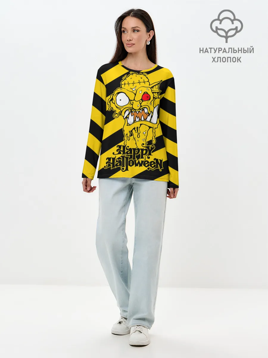 Лонгслив женский. Хлопок / Нечисть с красным глазом