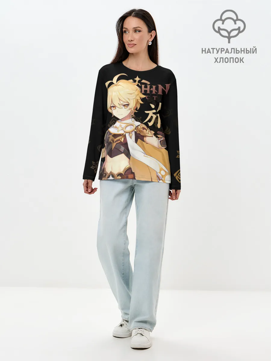 Лонгслив женский. Хлопок / Путешественник / Genshin Impact