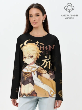 Лонгслив женский. Хлопок / Путешественник / Genshin Impact