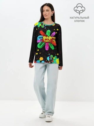 Лонгслив женский. Хлопок / Pop Tubes, поп трубка pop it