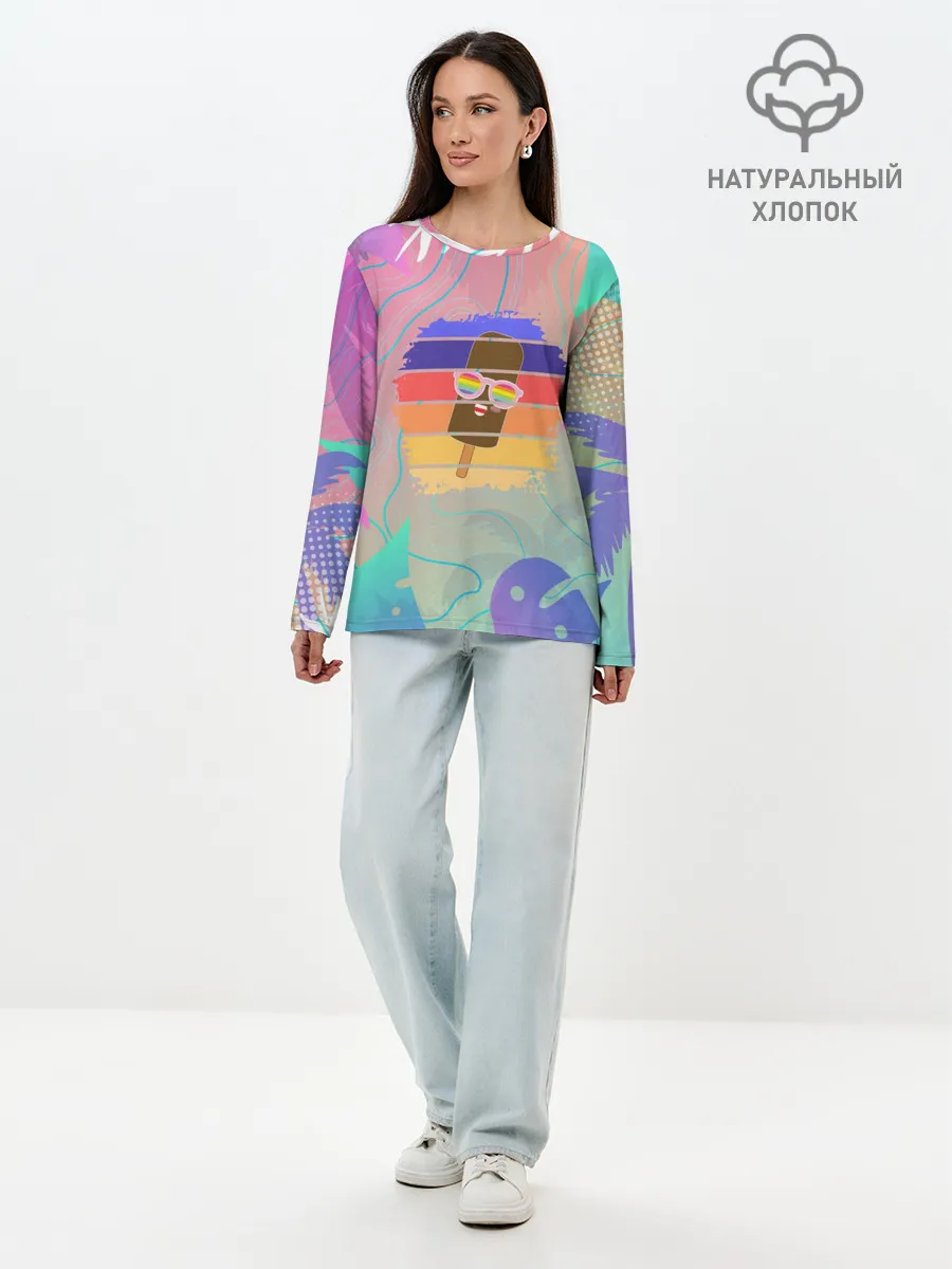 Лонгслив женский. Хлопок / Эскимо в Тропиках