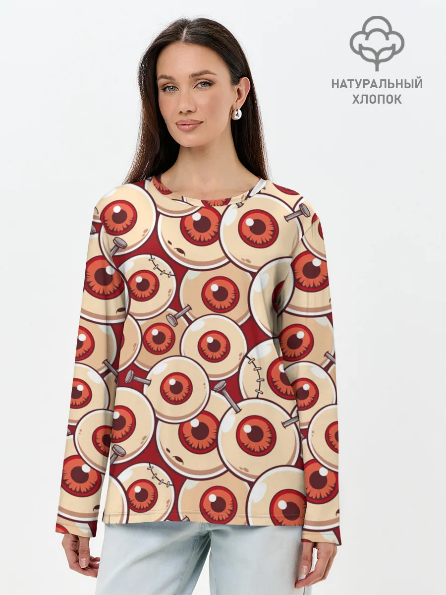 Лонгслив женский. Хлопок / Zombie Глаза